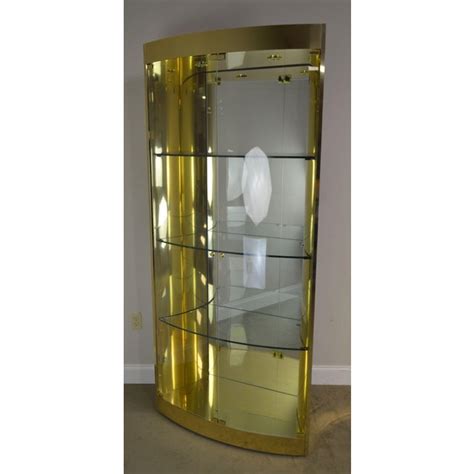 Looking for a corner curio cabinet? Mastercraft Mid Century Modern Brass Bow Glass Curio ...