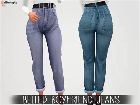 Elliesimple Belted Boyfriend Jeans The Sims 4 Download