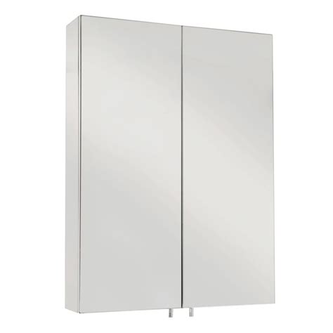 500mm Mirrored Double Door Bathroom Cabinet Stainless Steel Croydex