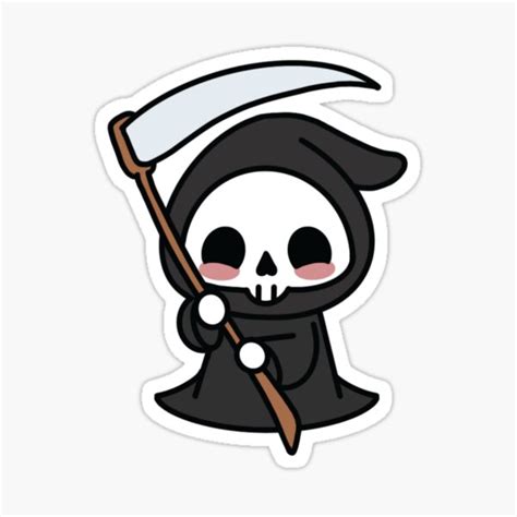 Cute Grim Reaper Sticker By Rpettit21 Redbubble