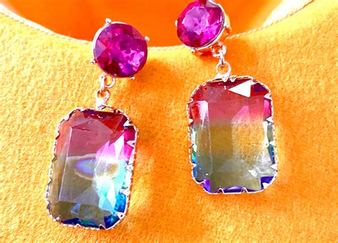 Crystal Dangle Earrings Rhinestone Drops Earrings Set Etsy