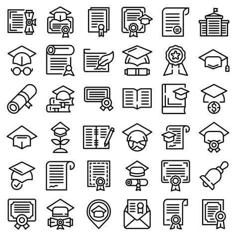 Degree Icons Set Outline Style 8532427 Vector Art At Vecteezy