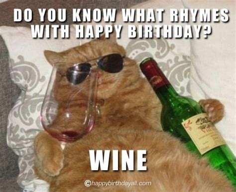 Funny Happy Birthday Wine Meme For Her ~ Birthday Wine And Cheese Joke Glitter Graphic Greeting