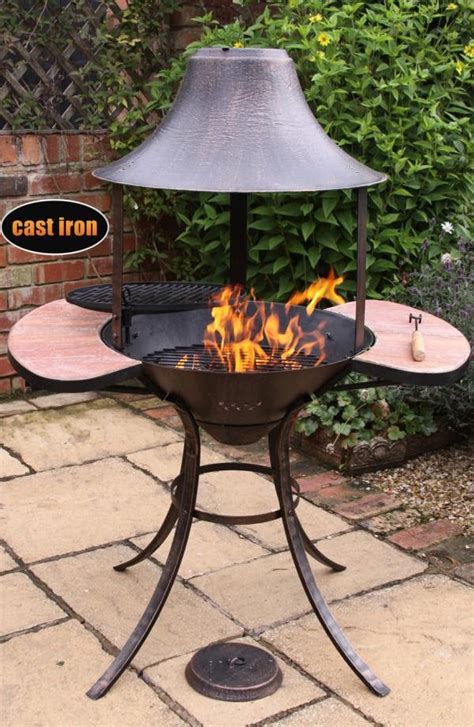 Cast Iron Chiminea With Swivelling Bbq Grill Fire Pit Grill Fire