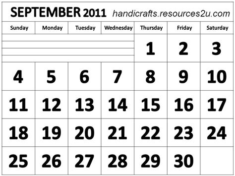 Free 2014 Calendars Bookmarks Cards September 2011 Calendar