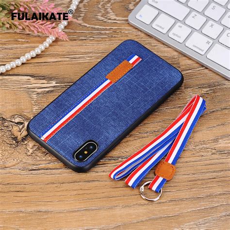 Fulaikate Fashion Contrast Color Denim Case For Iphone X Strap Soft