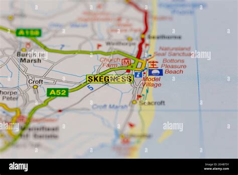 Skegness And Surrounding Areas Shown On A Road Map Or Geography Map