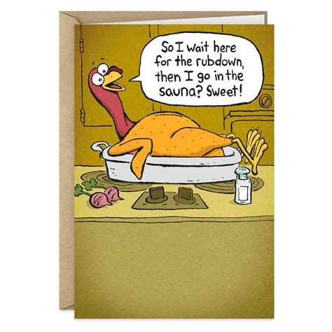 Turkey Rubdown And Sauna Funny Thanksgiving Card Thanksgiving Quotes Funny Thanksgiving Jokes