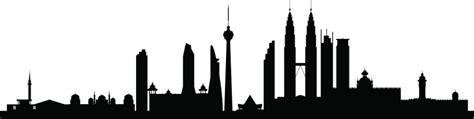 Kuala Lumpur City Skyline Silhouette Stock Illustration Download