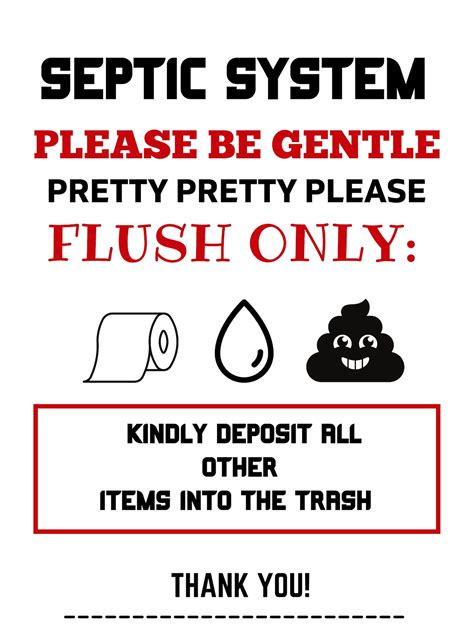 Septic Tank Instant Printable Toilet Sign No Flushing Etsy