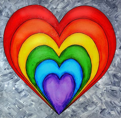 Rainbow Heart On Grey Painting By Tim Shanley
