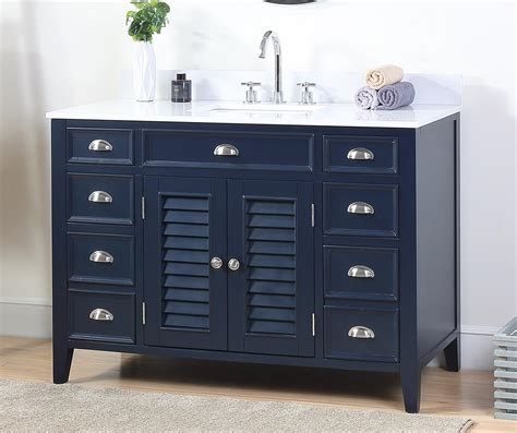 Selecting the shades for the bathroom is a tough job to accomplish. 46.5" Navy Blue Zapate Quartz Top Bathroom Vanity NB-4485QT