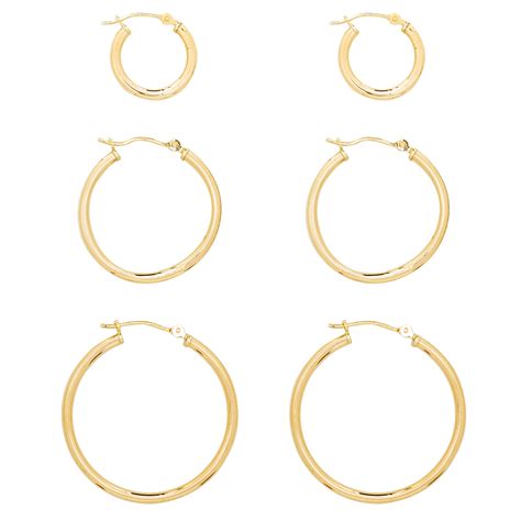 3 Pair Hoop Earring Set 10k Yellow Gold Jewelry Jewelry Sets