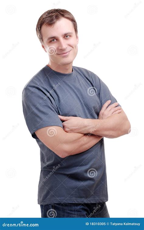 Young Man With Crossed Hands Stock Image Image Of Portrait Happiness