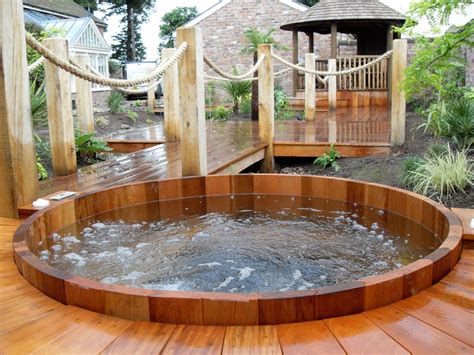Made os siberian spruce, larch or thermo wood. 48 Awesome Garden Hot Tub Designs | DigsDigs