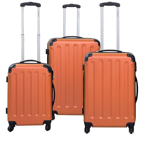 Globalway 3 Pcs Luggage Travel Set Bag Abspc Trolley Suitcase Orange