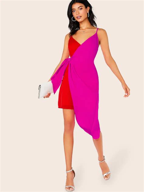 As the bridesmaid at a wedding, after the bride, you are the next important person. Neon Two Tone Tie Side Wrap Asymmetrical Cami Dress ...