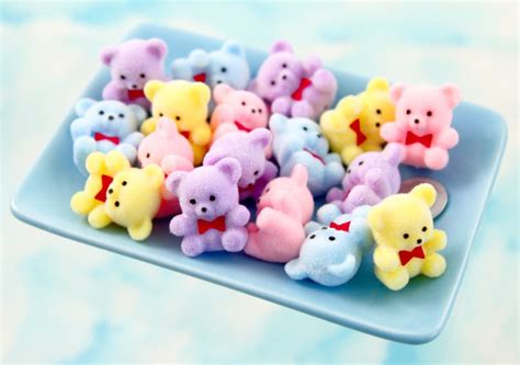 Mini Pastel Flocked Bears 26mm Pastel Flocked Miniature Bear Etsy Uk