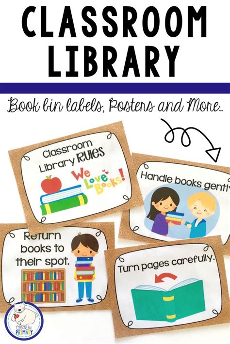 Classroom Library Book Bin Labels W Pictures Book Care Reading Corner