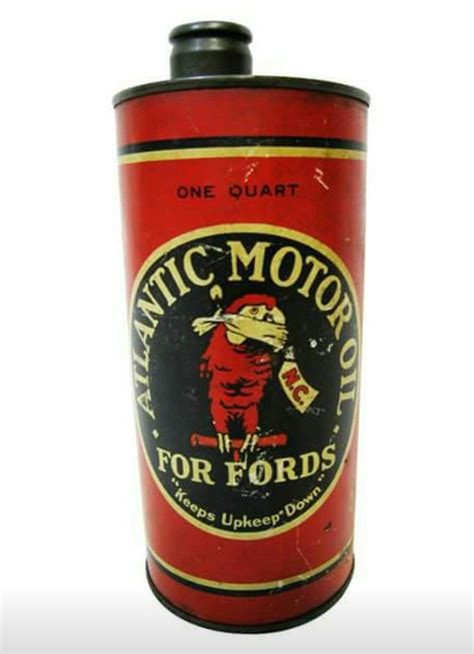 Rare 1 Quart Atlantic Motor Oil Can Old Gas Pumps Vintage Gas Pumps