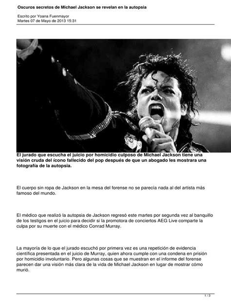 Resultados De La Autopsia De Michael Jacksonpdf Michael Jackson