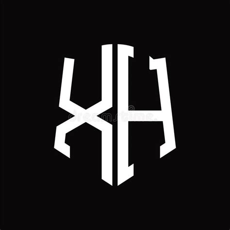 Xh Logo Monogram With Shield Shape Ribbon Design Template Stock Vector