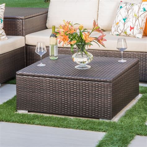 Outdoor Wicker Storage Coffee Table Nh136992 Noble House Furniture