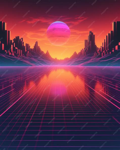 Premium Ai Image A Futuristic City With A Neon Sunset And A Neon