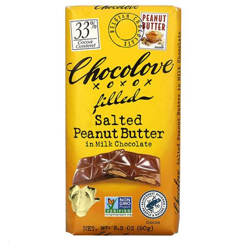 Chocolove Salted Peanut Butter In Milk Chocolate 33 Cocoa 32 Oz
