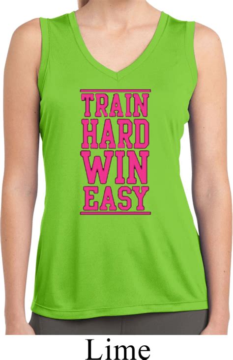Ladies Shirt Train Hard Win Easy Sleeveless Moisture Wicking T Shirt