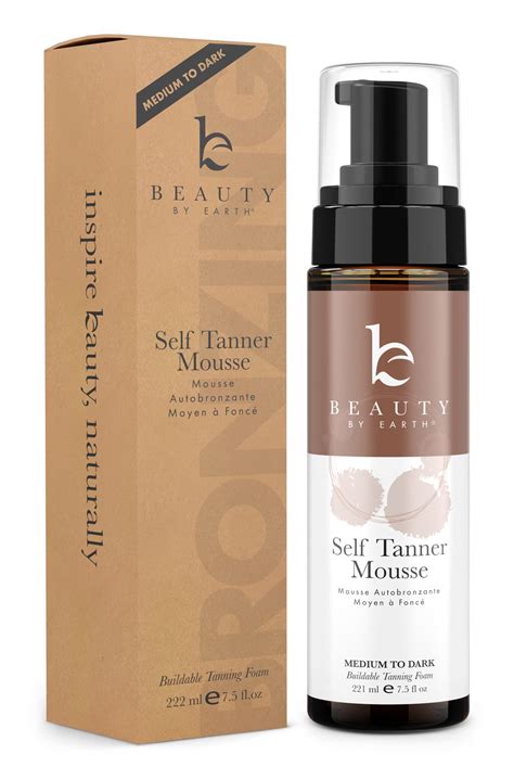 Beauty By Earth Self Tanner Mousse Medium To Dark Fake Tan Sunless