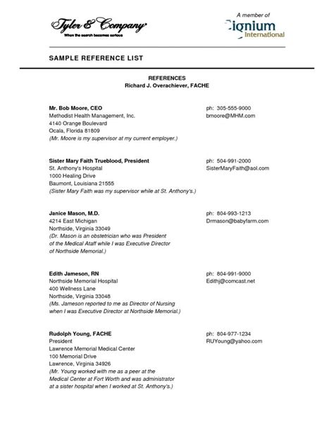 sample reference list  resume  professional resumes