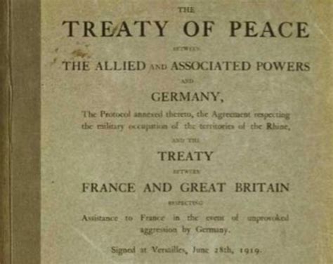 World War I Treaty Of Versailles And Great Depression Timeline