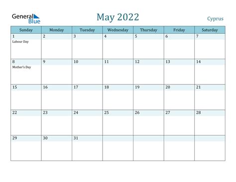 May 2022 Calendar Cyprus