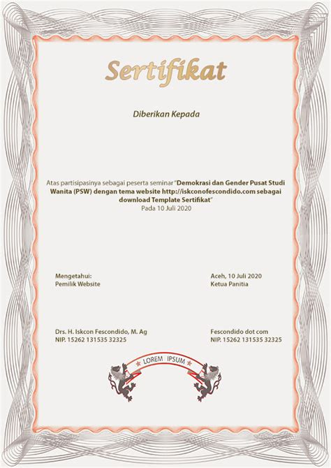 Maybe you would like to learn more about one of these? Download Template Sertifikat Gratis Format PSD JPG dan Doc ...