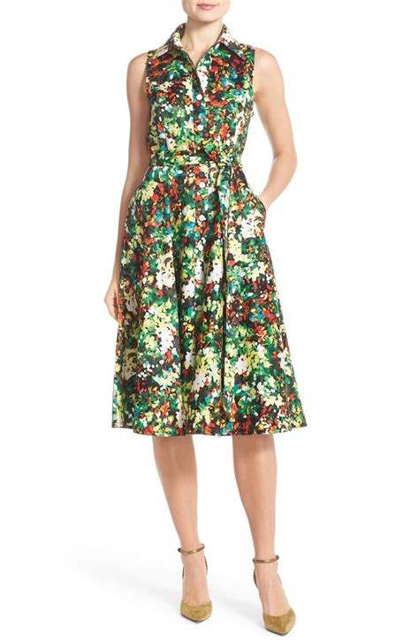 Chetta B Floral Sateen Fit And Flare Shirt Dress 88 Me Before You