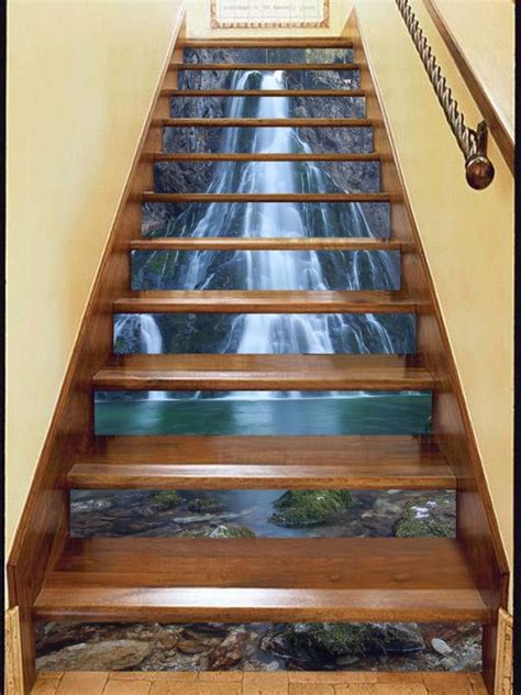 3d lake waterfall 1 stair risers decoration photo mural vinyl decal wallpaper au decals