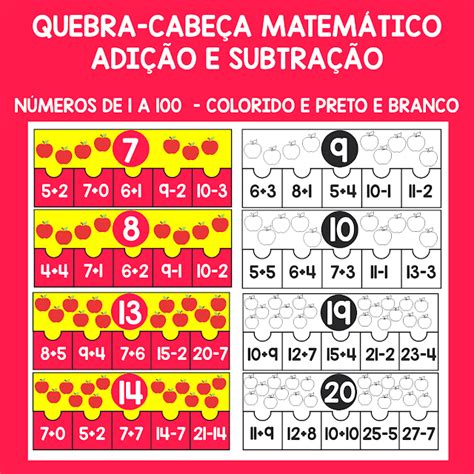 Quebra Cabe A Matem Tico Adi O E Subtra O Em Pdf Loja Abc Da