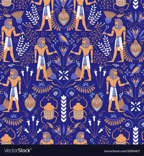 Ancient Egypt Pattern Seamless Design Royalty Free Vector