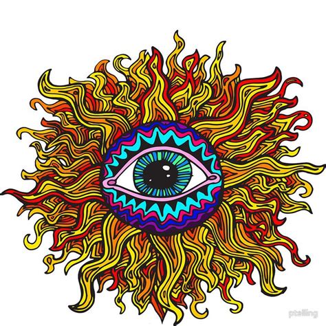 Psychedelic Sunflower Just The Flower Sticker By Ptelling In 2020