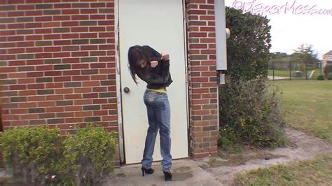 Undiapered Teen Nikki Pees Her Pants Outside A Restroom