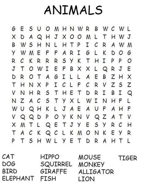 Zoo Animal Word Search Printable Word Puzzles For Kids Kids Word