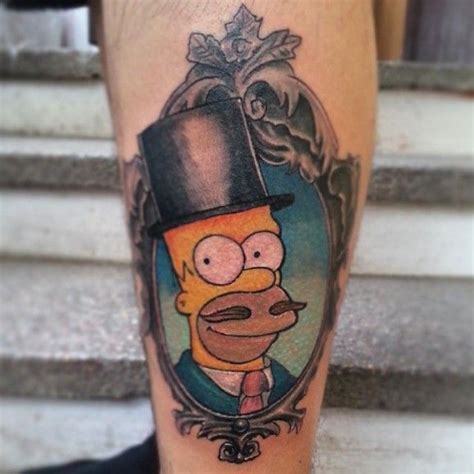 A Cartoon Character With A Top Hat And Mustache On His Leg Is Seen In