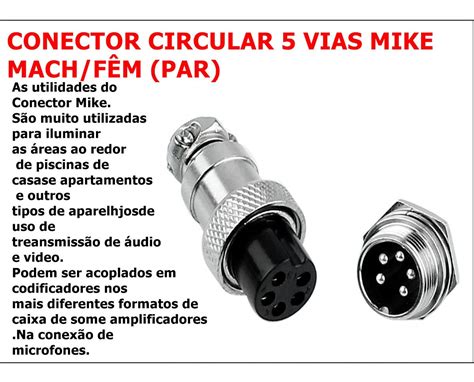Conector Circular 5 Vias Mike Macho Fêmea par MercadoLivre