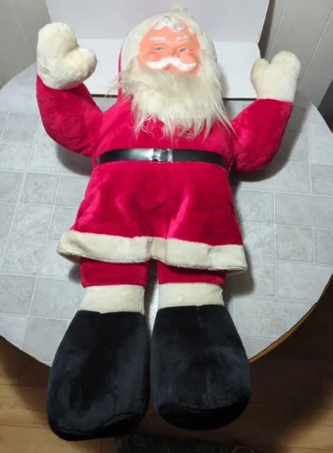 Vintage 50s Peoria Santa Claus Plush Body Rubber Face Large 44 Inch Tall 24999 Picclick