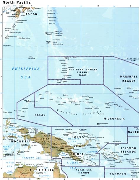 North Pacific Ocean Map With Islands Detailed Physical Map North