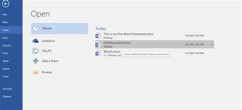 Create And Open Your Document In Microsoft Word 2016 Tutorials Tree
