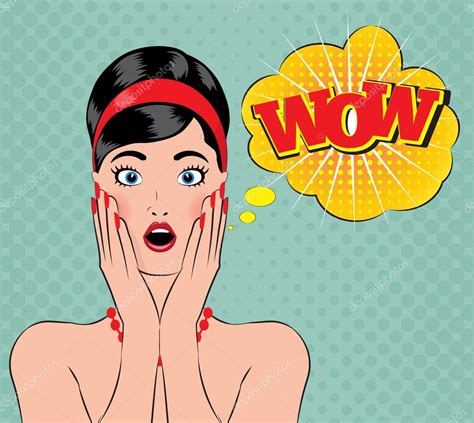 Wow Pin Up Estilo — Vector De Stock © Strejman 86331660