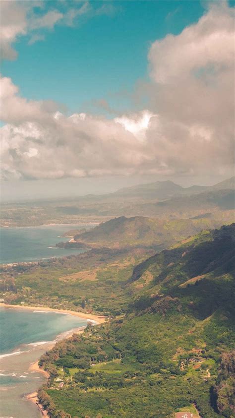 Aerial View Of Island Sea Coast Mountains Green Trees 4k Hd Nature