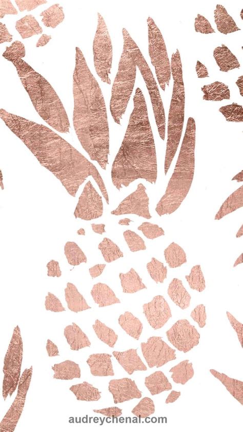 Rose Gold Handdrawn Pineapple Free Wallpaper By Audrey Chenal Audrey